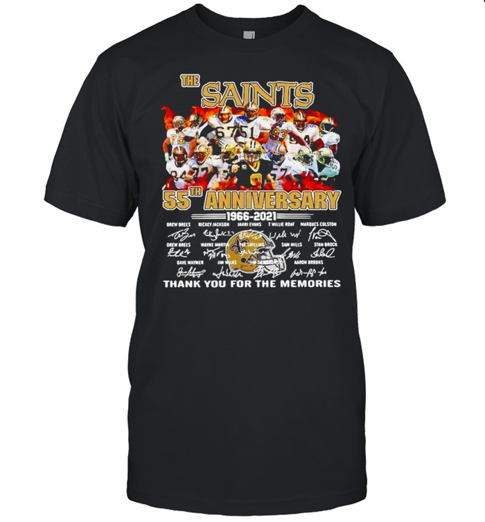55th Anniversary 1966-2021 The New Orland Saints thank you for the memories signatures shirt