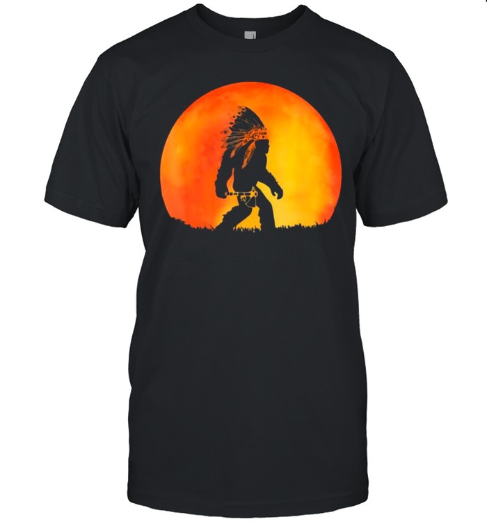 The Bigfoot Native American With Red Moon shirt