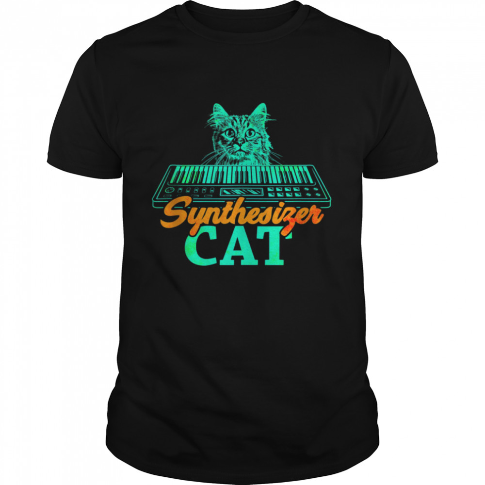 Digital Analog Drum Machine Synthesizer Player Cat shirt