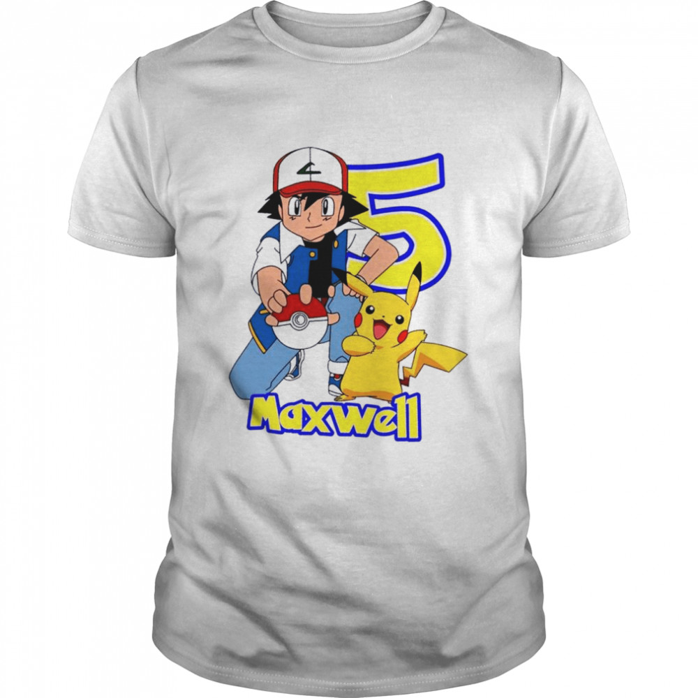 5th Birthday With Ash And Pikachu Birthday Raglan shirt Classic Men's T-shirt