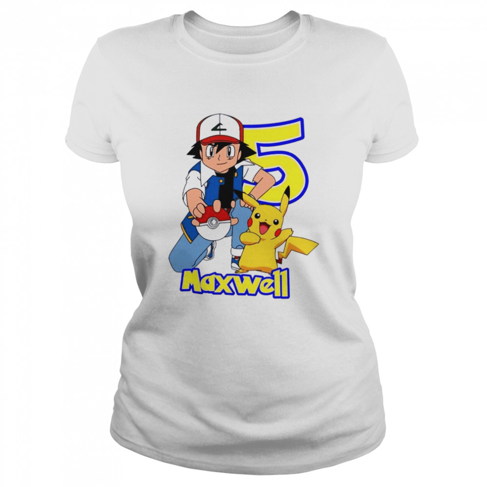 5th Birthday With Ash And Pikachu Birthday Raglan shirt Classic Women's T-shirt