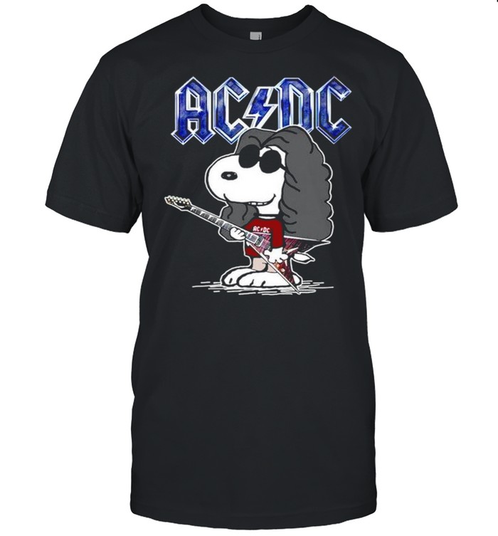 Snoopy playing guitar ACDC rock band shirt